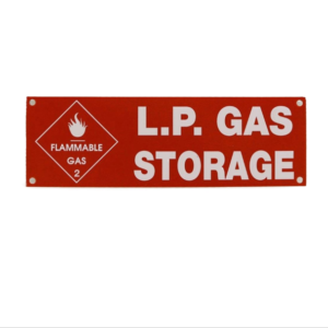 Caravan Gas Label L.P. Gas Storage Aluminium Sign retro-reflective red.